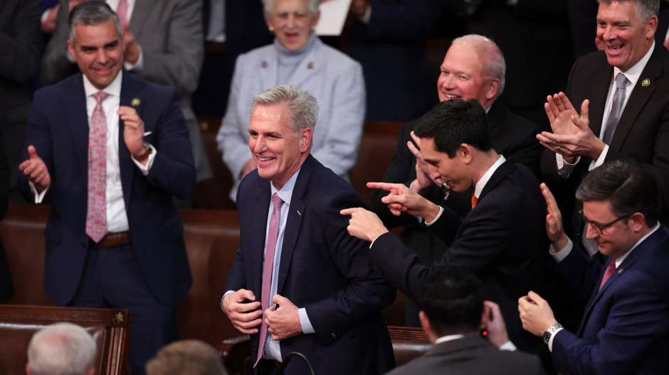 Kevin McCarthy, tras ser elegido presidente de la Cámara de Representantes, este sábado
