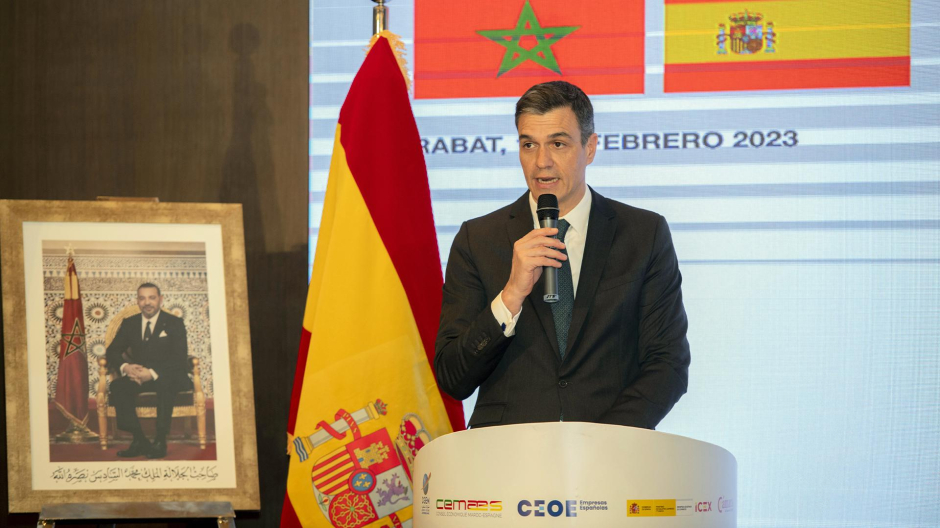 Imagen del presidente del Gobierno, Pedro Sánchez en el Foro Empresarial España-Marruecos