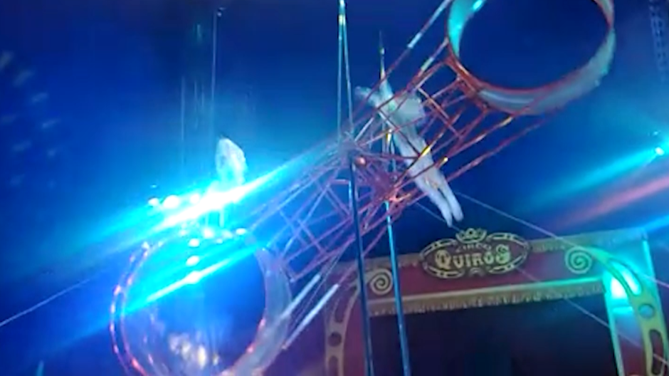 Un trapecista del Circo Quiros cae desde una altura de 7 metros en mitad del espectáculo