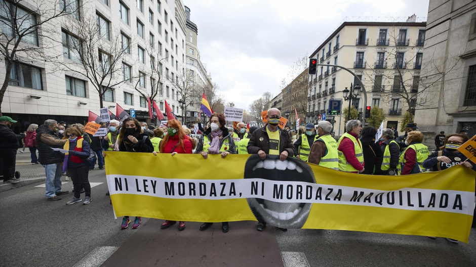 Manifestación a favor de la derogación de la ley de Seguridad Ciudadana en febrero de 2022