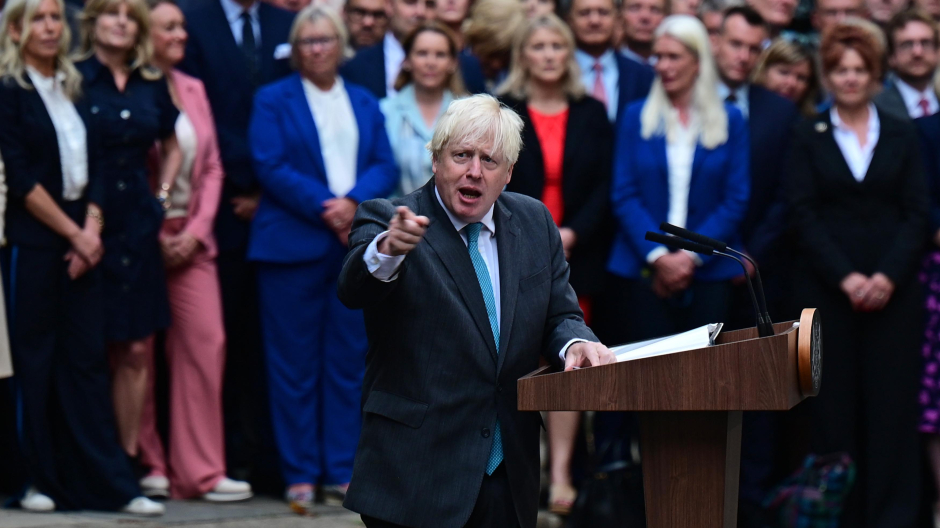 Boris Johnson, pronuncia su último discurso frente al número 10 de Downing Street