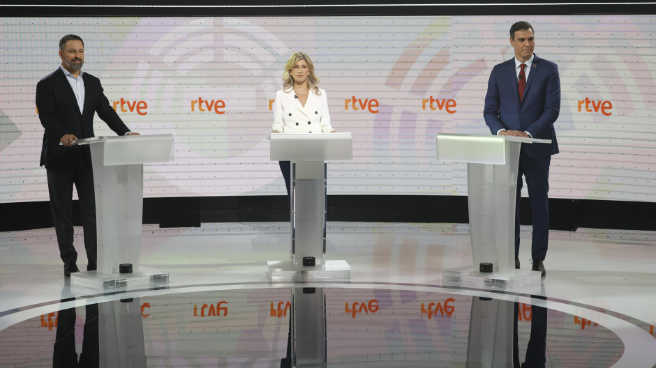 Abascal, Díaz y Sánchez en el debate de RTVE