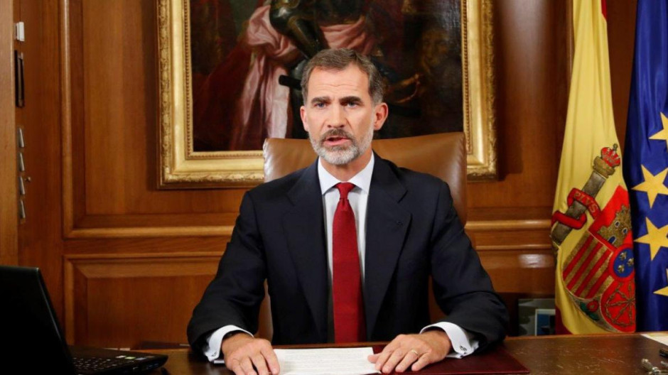 El Rey Felipe VI, durante su discurso tras los incedentes en Cataluña durante el 1-O en 2017
