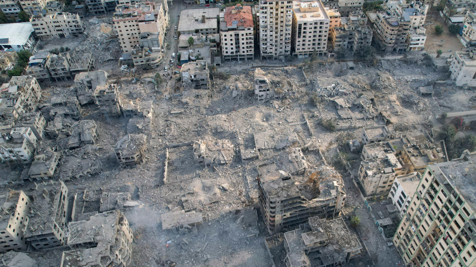 Fotografía aérea tras los ataques aéreos israelíes en la Franja de Gaza