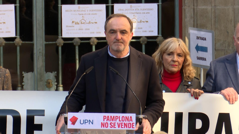 El presidente de UPN, Javier Esparza, en la manifestación de hoy domingo