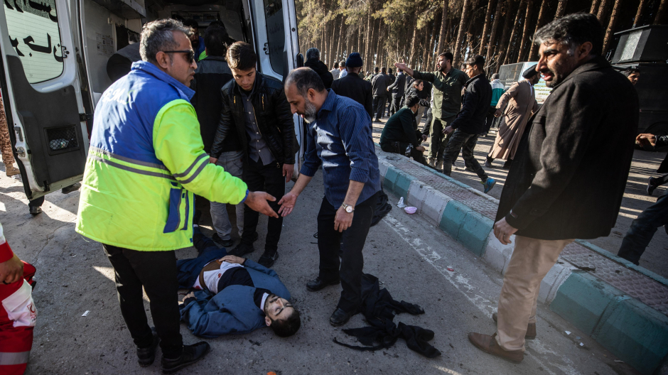 Heridos tras las dos explosiones durante la ceremonia en recuerdo de Soleiman