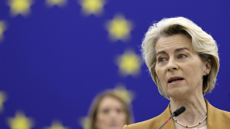 Ursula von der Leyen, durante la sesión del Parlamento Europeo en Estrasburgo