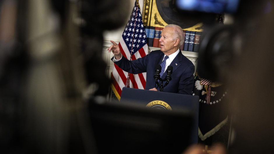 El presidente estadounidense, Joe Biden, en la Sala Diplomática de la Casa Blanca