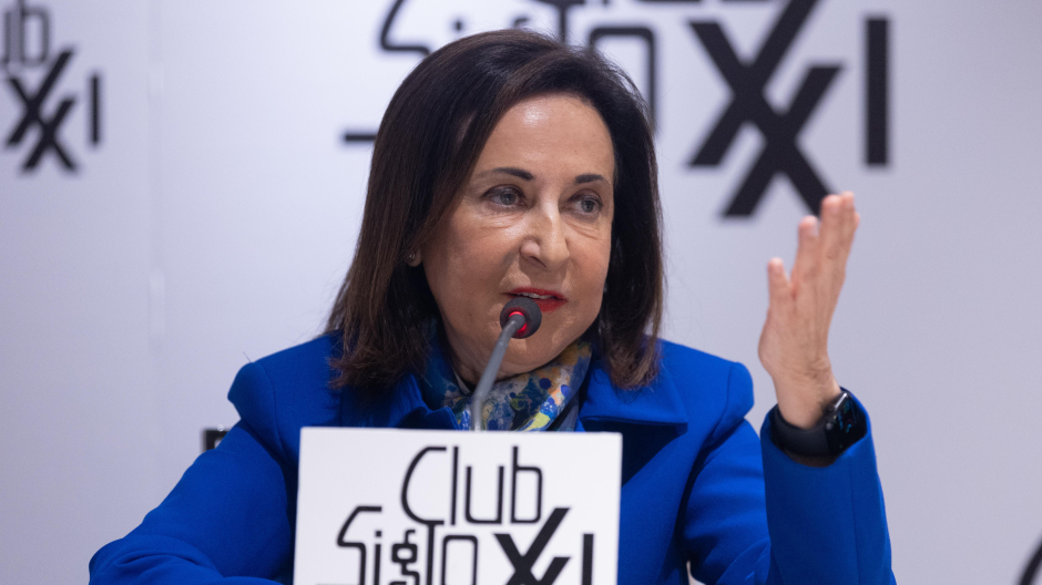 Margarita Robles durante su intervención en un almuerzo-coloquio del Club Siglo XXI