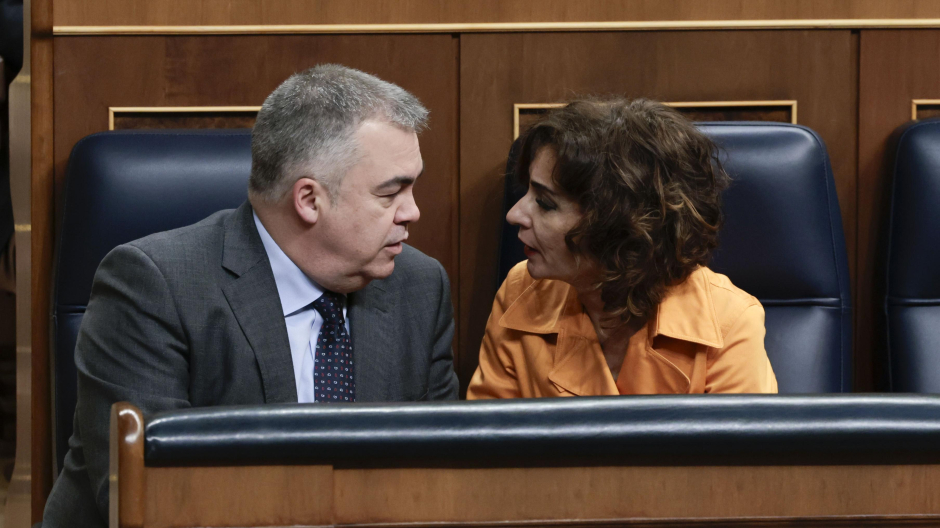 María Jesús Montero y Santos Cerdán, este jueves en el Congreso