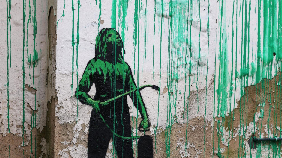 Plano detalle del nuevo mural de Banksy