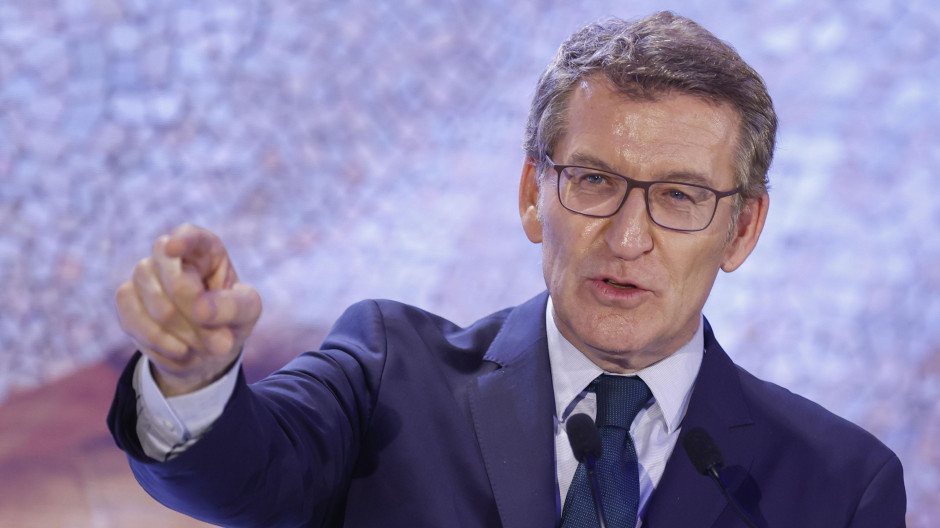 Feijóo participa en un mitin junto al candidato del PP a lendakari, Javier de Andrés, en directo