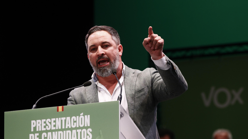 El líder de Vox, Santiago Abascal, interviene en el acto de presentación de los candidatos del partido