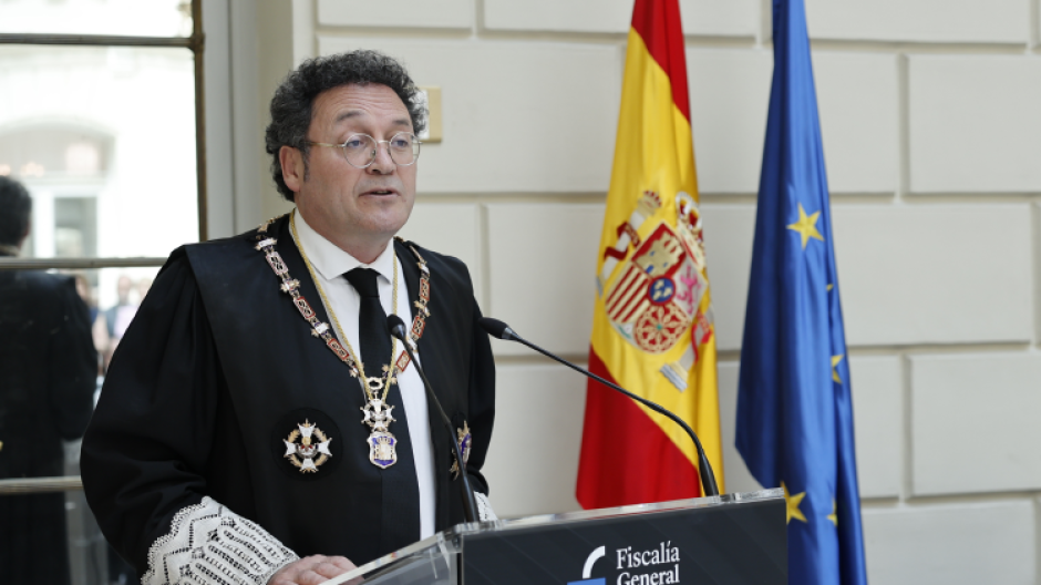 El fiscal general del Estado, Alvaro García Ortiz, durante su última  declaración institucional