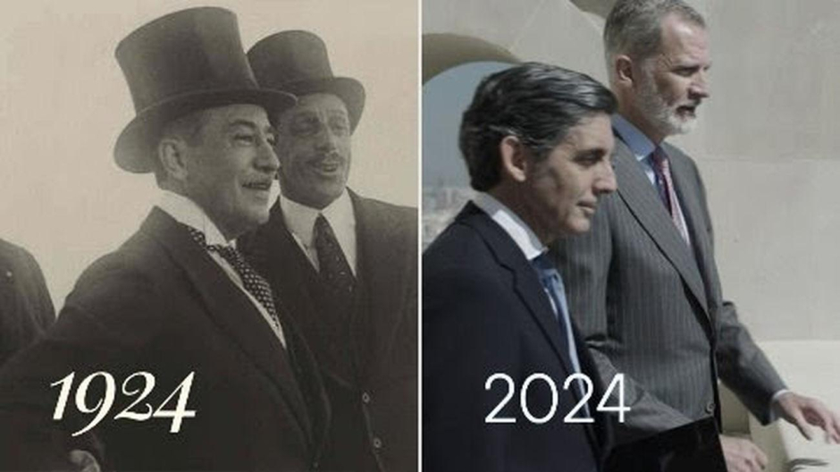 Alfonso XIII en 1927 y Don Felipe en 2024, en la azotea del edificio de Telefónica