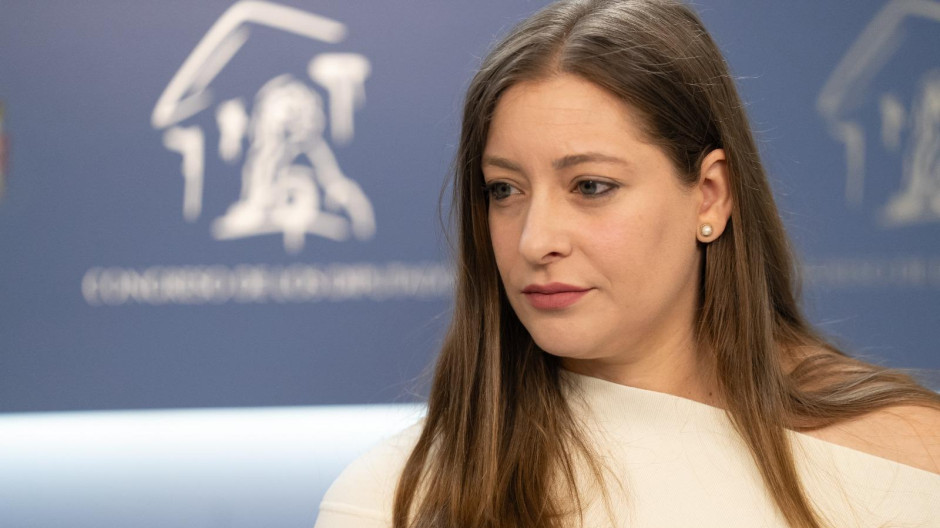 La vicesecretaria del PP, Ester Muñoz, en la sala de prensa del Congreso
