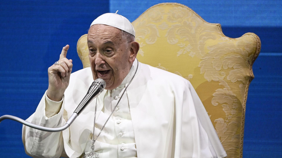 El Papa Francisco durante su intervención en los Estados Generales de la Natalidad, en Roma