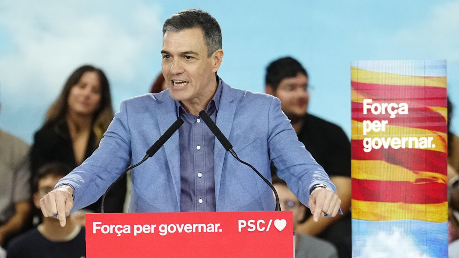 El presidente del Gobierno, Pedro Sánchez, durante un nuevo acto político en Barcelona