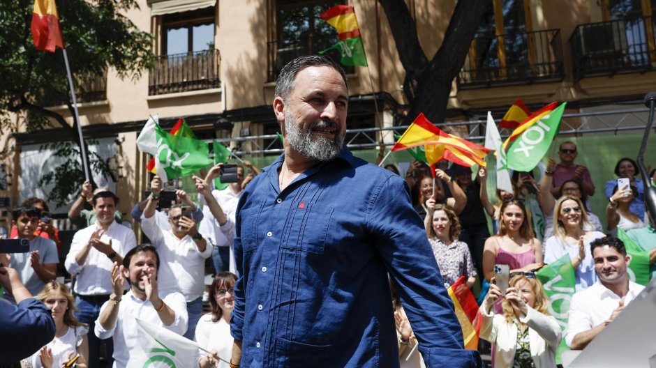 El líder de Vox, Santiago Abascal, este domingo, en Valencia