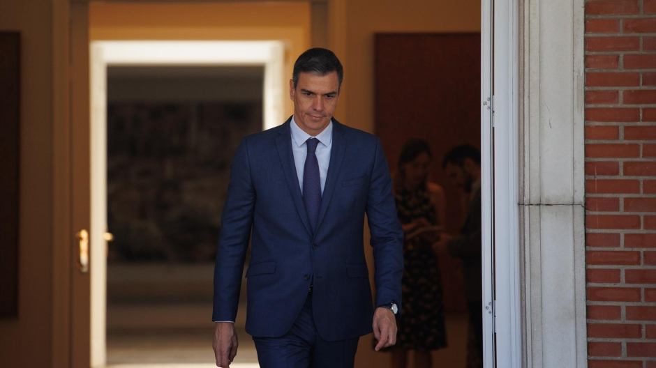 El presidente del Gobierno, Pedro Sánchez, en el Palacio de la Moncloa