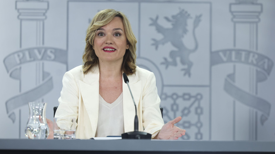 La portavoz del Gobierno, Pilar Alegría, durante su comparecencia