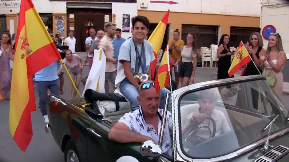 María Pérez a su llegada a Orce (Granada)