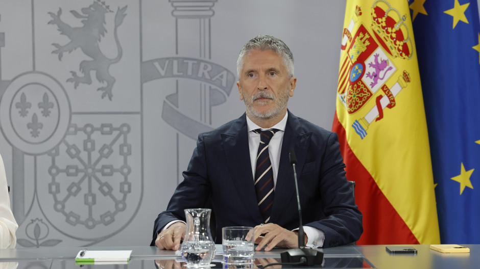 El ministro Fernando Grande-Marlaska, durante la rueda de prensa