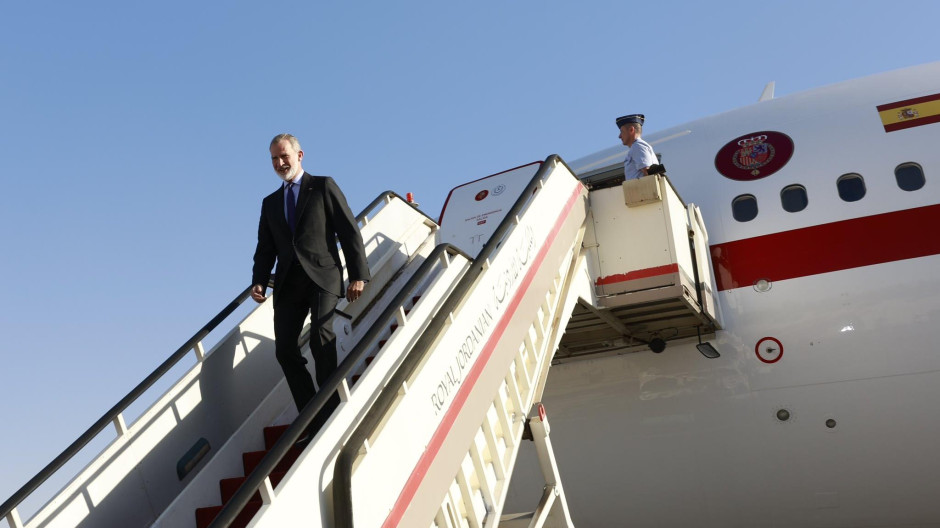 Felipe VI a su llegada a Jordania