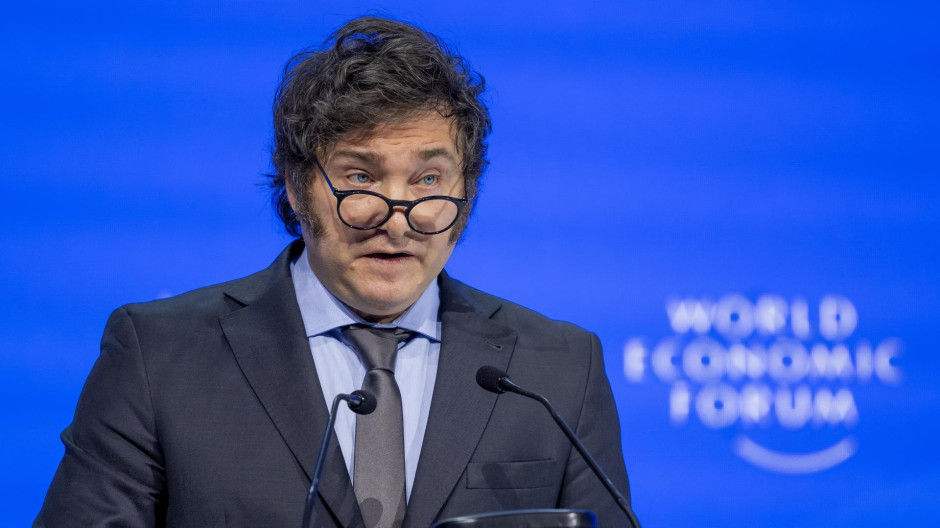 El presidente de Argentina, Javier Milei, el miércoles durante su discurso en el Foro Económico Mundial