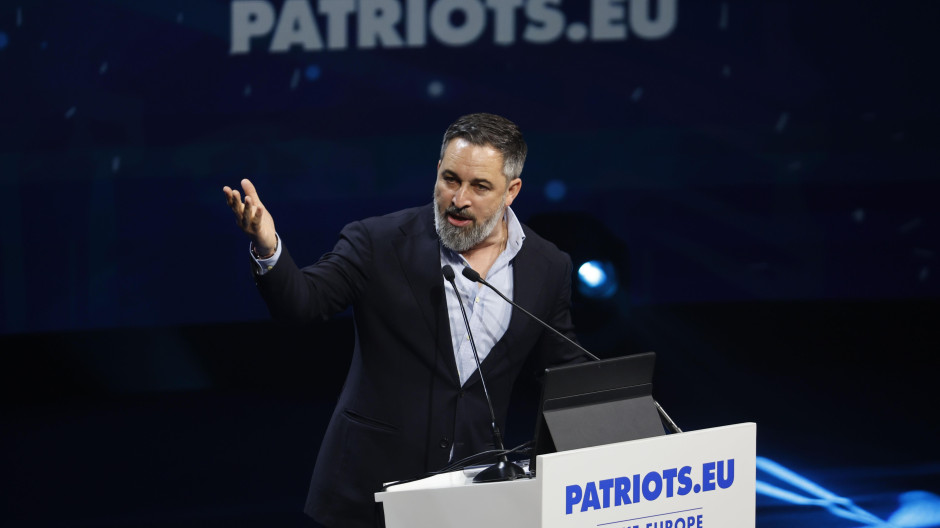 Santiago Abascal en la cumbre de Patriots, en Madrid