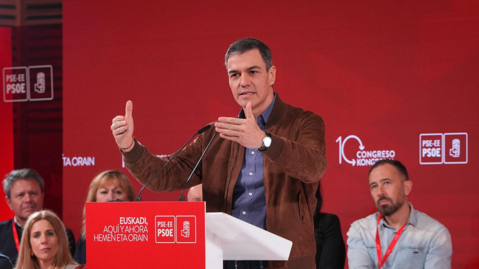 Pedro Sánchez durante su intervención en el Congreso del PSOE del País Vasco