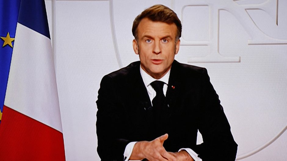 Emmanuel Macron, presidente de Francia, durante su discurso a la nación