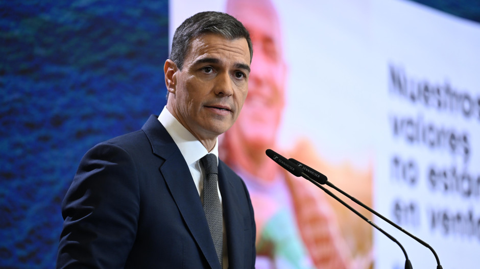 Pedro Sánchez, durante la presentación de su plan milagro contra los aranceles