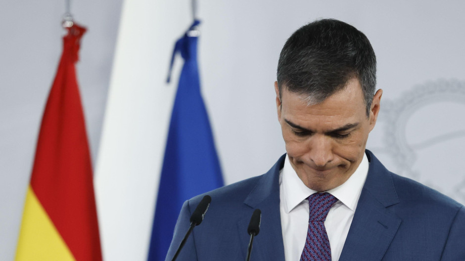 Pedro Sánchez, durante su comparecencia en la Moncloa