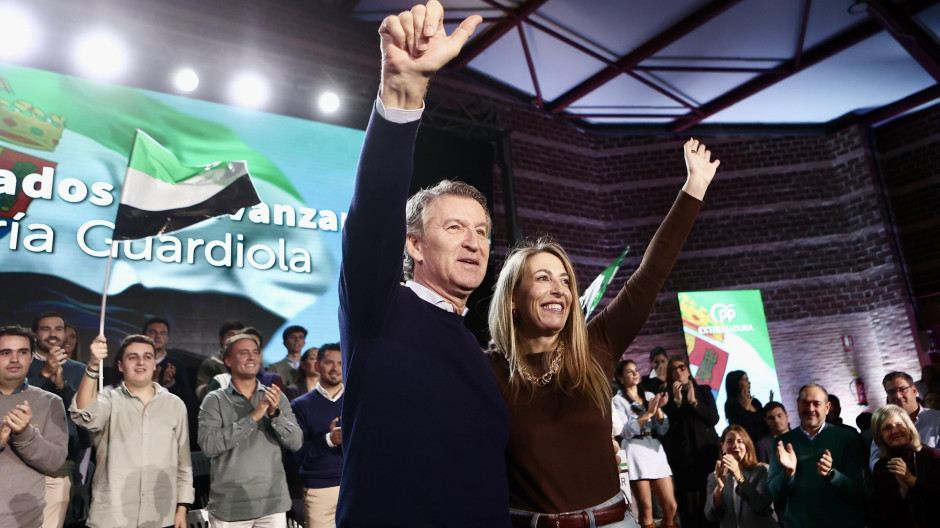 Feijóo y Guardiola en un acto del PP Extremeño
