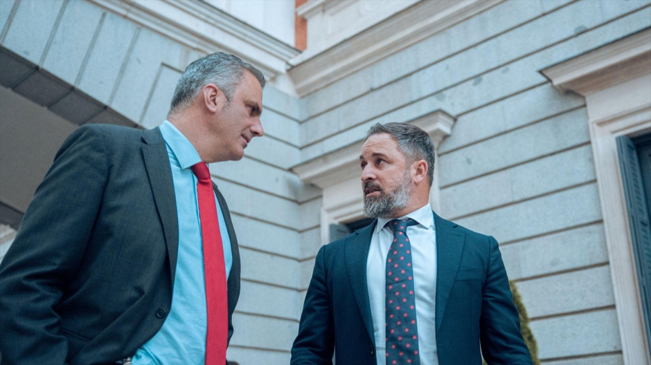 Javier Ortega Smith y Santiago Abascal, en una imagen de archivo en el Congreso de los Diputados