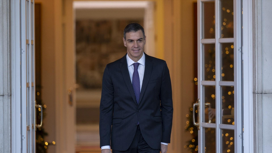 El presidente del Gobierno, Pedro Sánchez, en el Palacio de la Moncloa