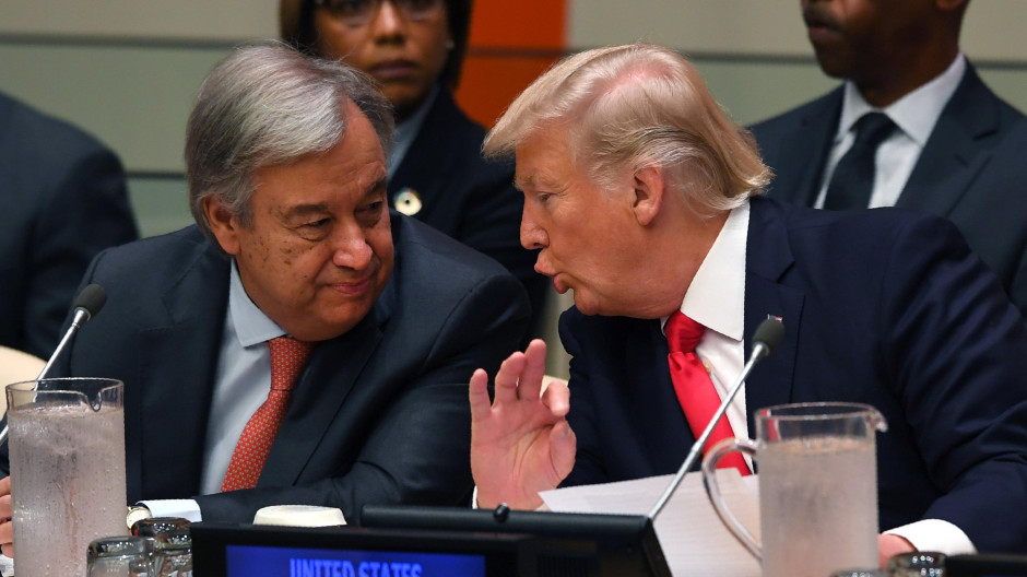 Antonio Guterres, Secretario General de la ONU, y el presidente de EE.UU. Donald Trump