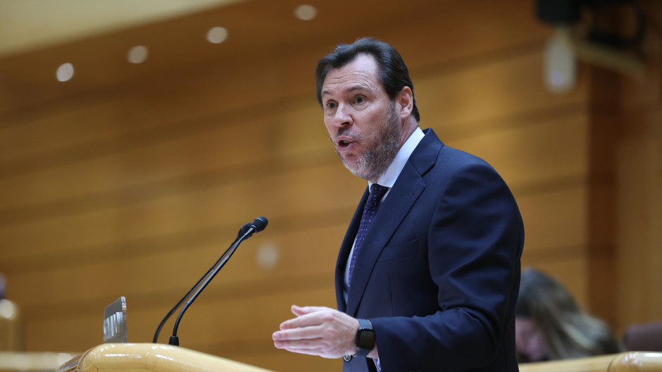 El ministro de Transportes, Óscar Puente, durante su intervención