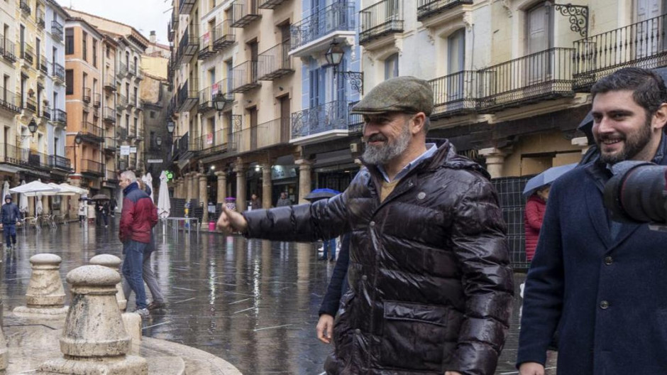 El líder de Vox, Santiago Abascal, en su visita este jueves a Teruel