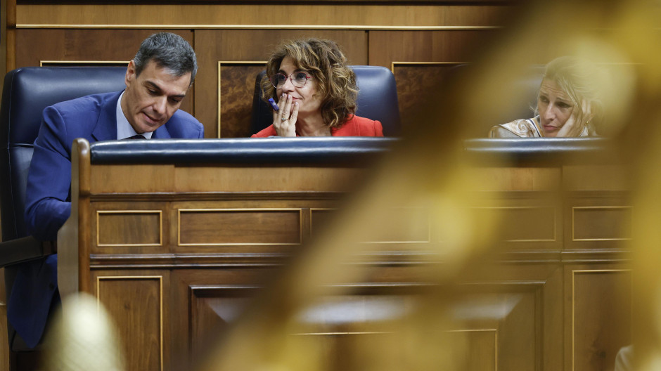 Pedro Sánchez y María Jesús Montero, este miércoles en el Congreso
