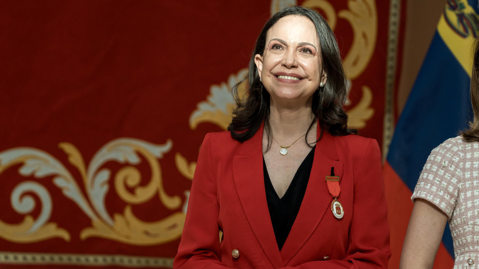 La líder opositora venezolana y Nobel de la Paz María Corina Machado