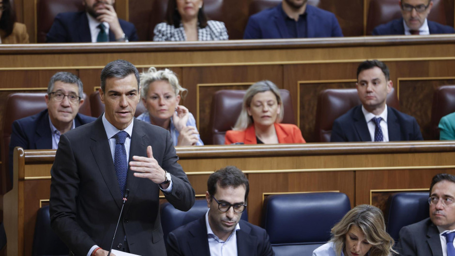 El jefe del Ejecutivo, Pedro Sánchez, interviene durante la sesión de control al Gobierno