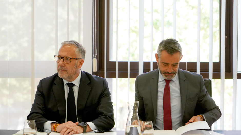 Reunión de la Mesa de las Cortes de Castilla y León y de la Junta de Portavoces, con Pollán (Vox) a la izquierda
