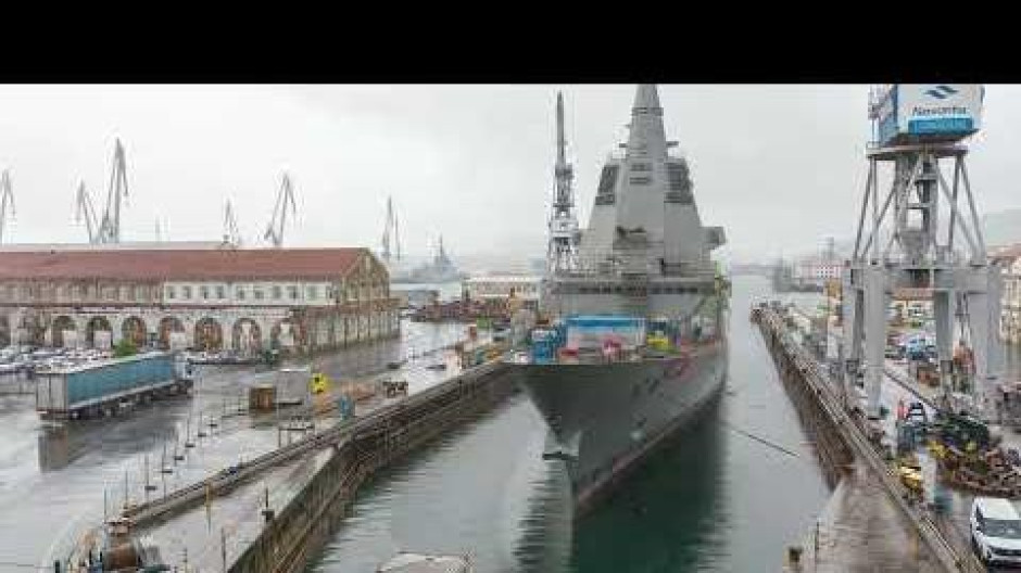 Navantia comparte el video timelapse de la fragata F-111 Bonifaz saliendo del histórico Dique Reina Victoria Eugenia de Navantia en Ferrol