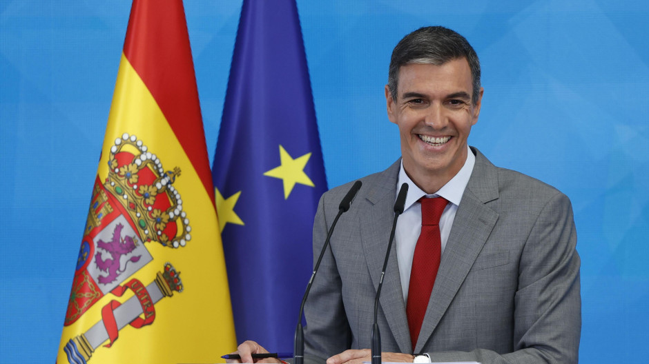 Pedro Sánchez, durante su comparecencia de fin de curso en la Moncloa