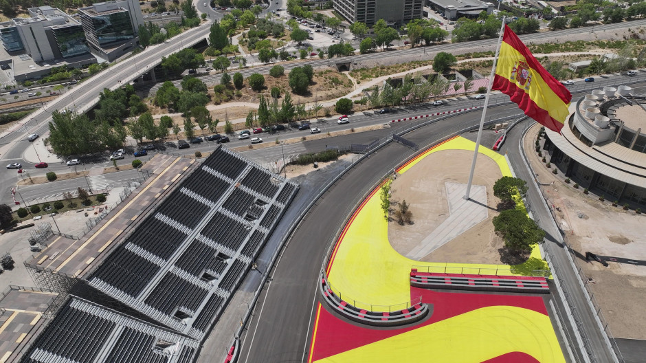 Vista aérea de la bandera de España en el Madring