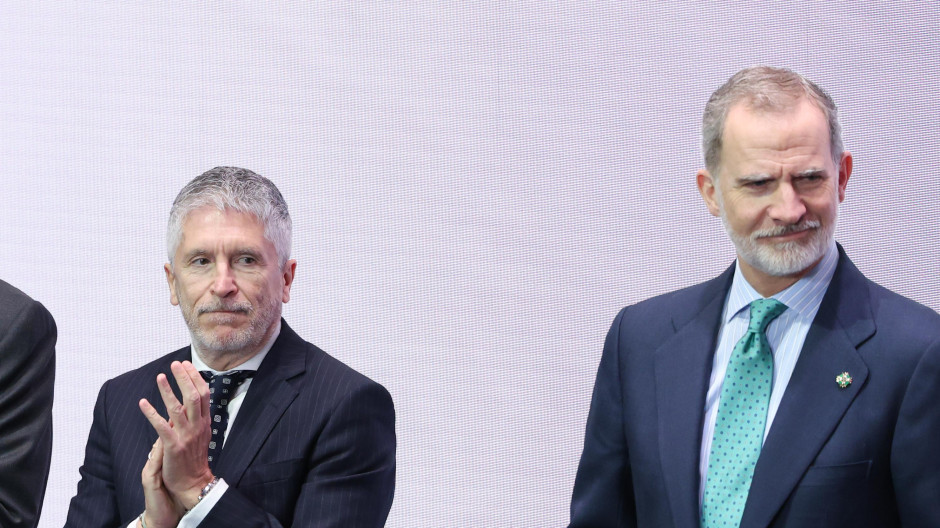 El ministro del Interior, Fernando Grande-Marlaska, y el Rey Felipe VI