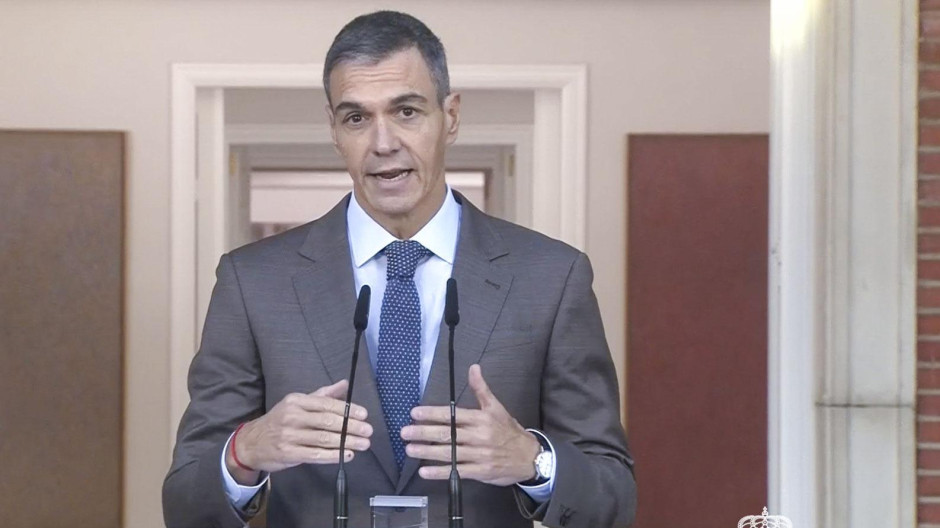Pedro Sánchez, este lunes en el Palacio de la Moncloa