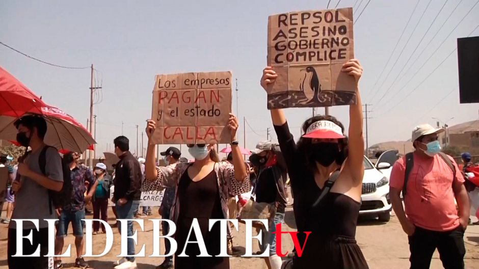 Manifestaciones en Perú contra Repsol por el desastre provocado por el derrame de crudo en  Lima